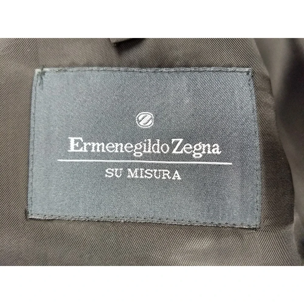 Ermenegildo Zegna Su Misura Suit 52R Black Tonal Stripe Wool Cashmere 41x30 Pnts